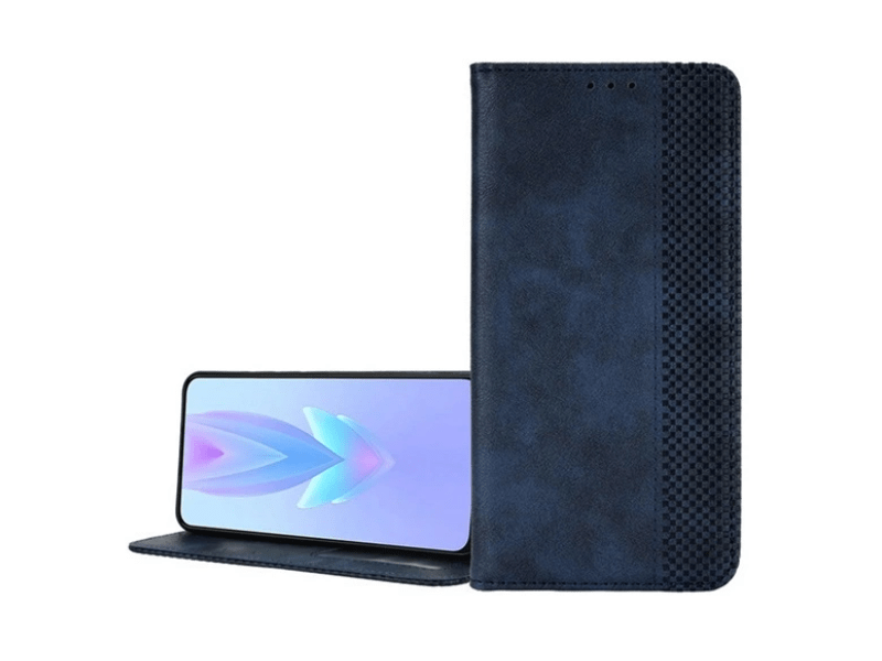 Gigapack Vivo V40 SE 5G Bőr hatású flip tok, sötétkék (GP-159695)