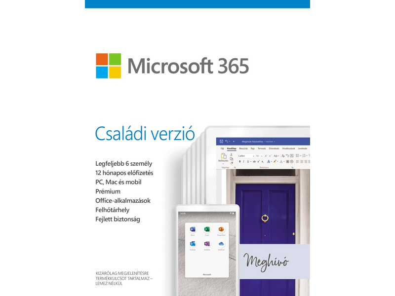 Microsoft 365 Family verzió, 6 felhasználó/ 1 év (6GQ-01930)