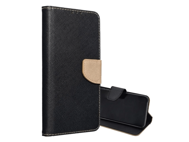 Gigapack Apple iPhone 16 Pro Bőr hatású flip tok, fekete/arany (GP-160198)