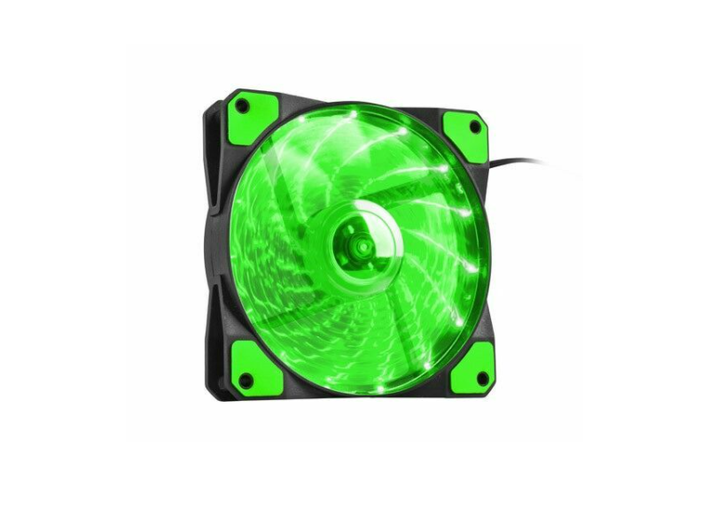 120x120 mm rendszerhűtő, zöld LED