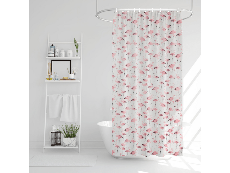 Family 11527D Zuhanyfüggöny - flamingós - 180 x 200 cm