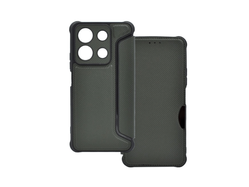 Gigapack Xiaomi Redmi Note 13 4G Bőr hatású flip tok, sötétzöld (GP-154003)