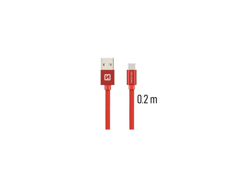 Swissten USB-A/USB-C Kábel 0,2m, piros (71521106)