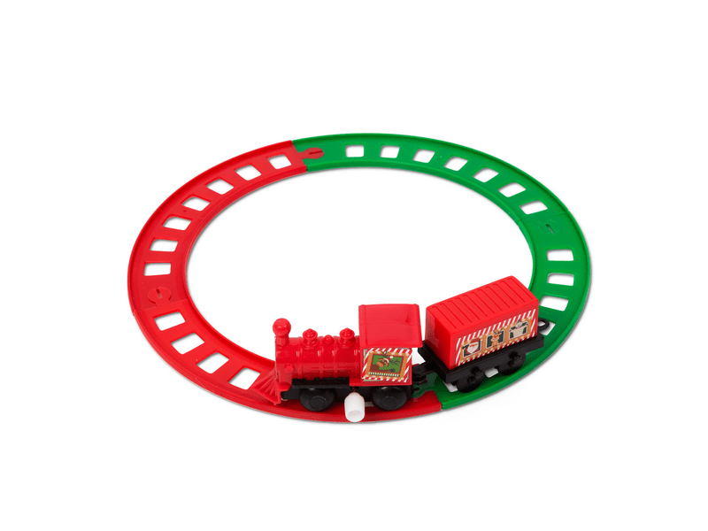 Family Karácsonyi kisvasút, felhúzható, piros/zöld