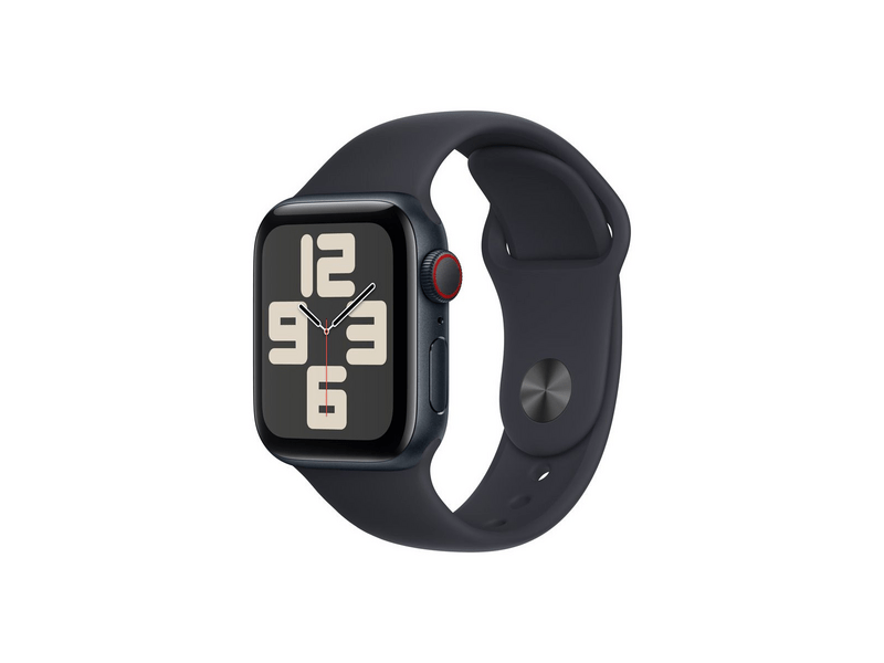 Apple Watch SE (2023) GPS + Cellular – 40 mm-es éjfekete alumíniumtok, éjfekete sportszíj - M/L (MRGA3QH/A)