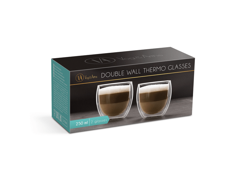 Vog & Arths 57176J Duplafalú cappuccino üveg csésze, 250 ml, 2 db