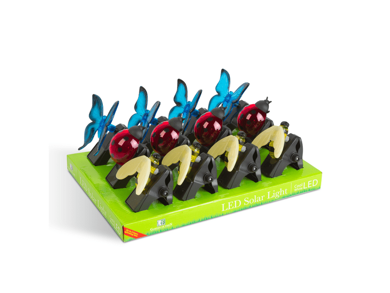 Garden of Eden 11753 Szolár dekoráció csipesszel - katica, pillangó, méhecske