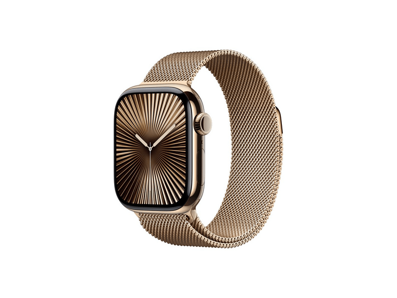 Apple Watch Series 10 GPS + Cellular – 42 mm-es arany titántok, arany milánói szíj (MX083QH/A)