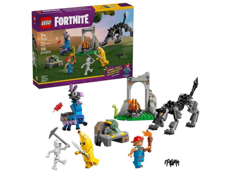LEGO® Fortnite® Peely és Sparkplug táborhelye (77075)