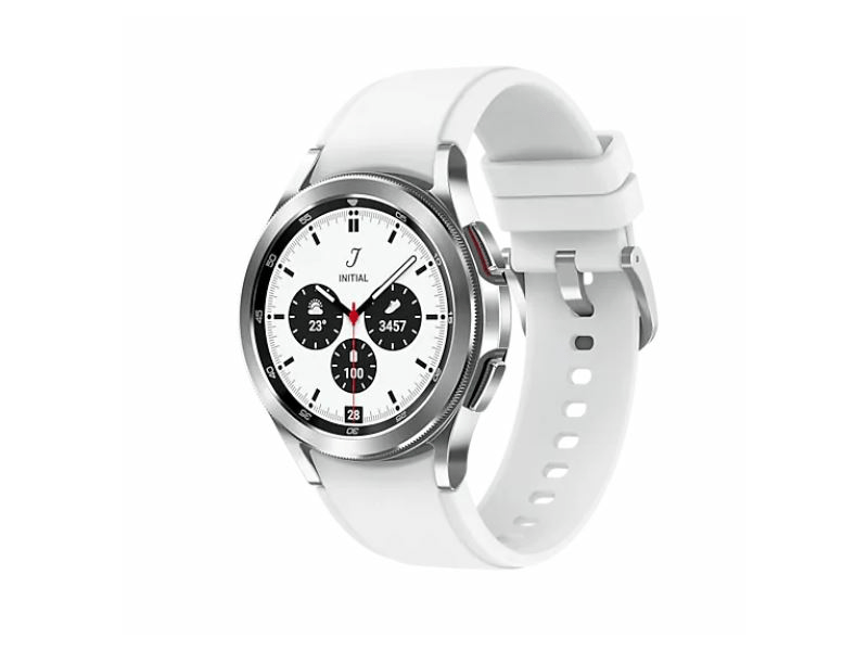Samsung Galaxy Watch 4 Classic SM-R880NZKAEUE 42 mm Okosóra, ezüst + Samsung Galaxy Fit2 Aktivitásmérő, Piros (SM-R220NZRAEUE)