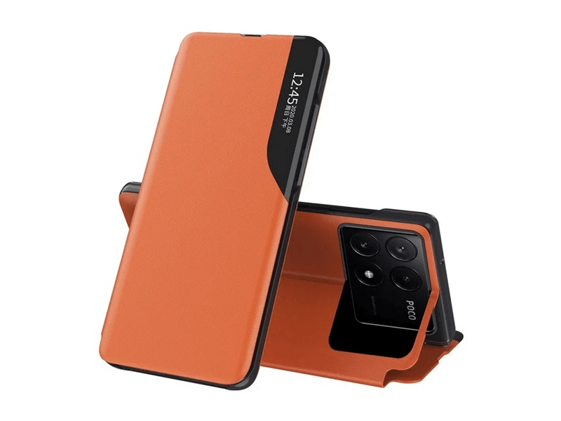 Gigapack Poco X6 Pro 5G Bőr hatású flip tok, narancssárga (GP-155593)