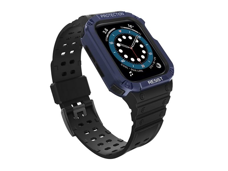 Gigapack Apple Watch Series pótszíj+szilikon keret, fekete/kék (GP-141545)