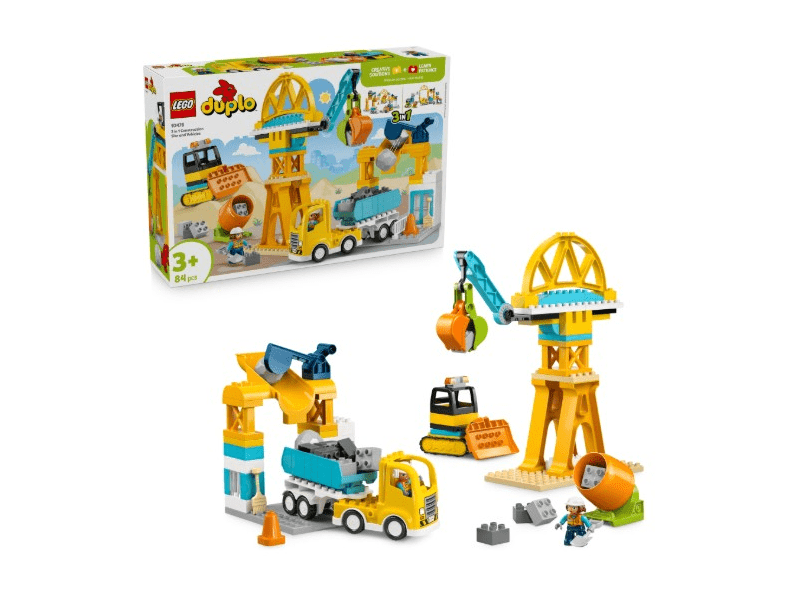 LEGO® DUPLO® Városi kalandok 3 az 1-ben építési terület és munkagépek (10476)