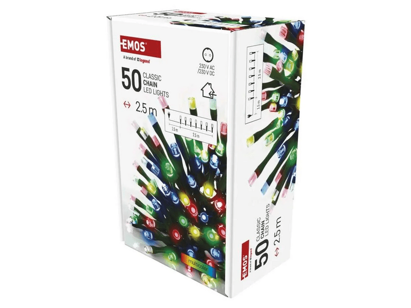 Emos LED fényfüzér, többszínű, 2,5m (D5AM03)