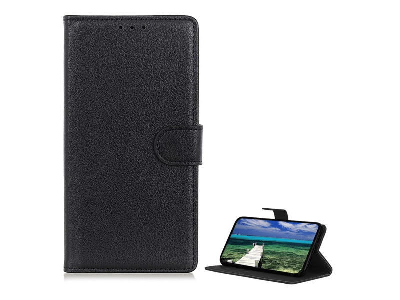 Gigapack Nokia C21 Plus Bőr hatású flip tok, fekete (GP-138357)