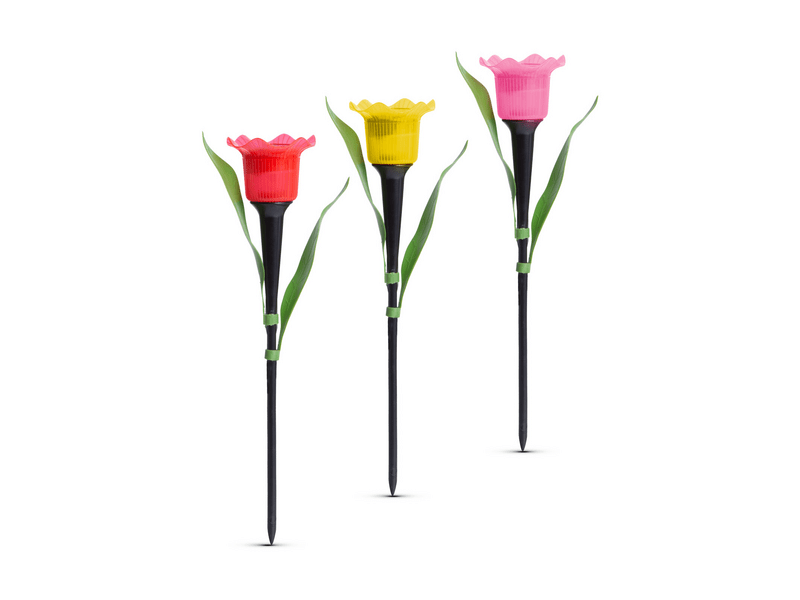 Garden of Eden 11750 LED-es szolár tulipánlámpa, sárga / piros / rózsaszín, 1 db