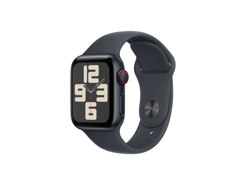 Apple Watch SE (2024) GPS + Cellular – 40 mm-es éjfekete alumíniumtok, fekete sportszíj - M/L (MXGD3QH/A)