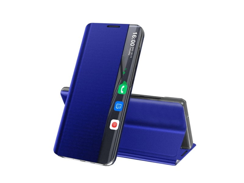 Gigapack Samsung Galaxy A55 5G (SM-A556) textil hatású flip tok, kék (GP-157967)