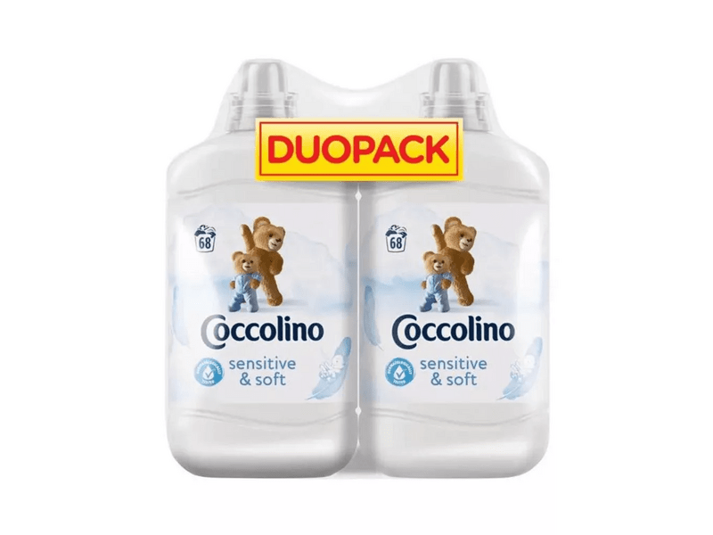 Coccolino Sensitive&Soft öblítőkoncentrátum duopack, 2x1700 ml (136 mosás)