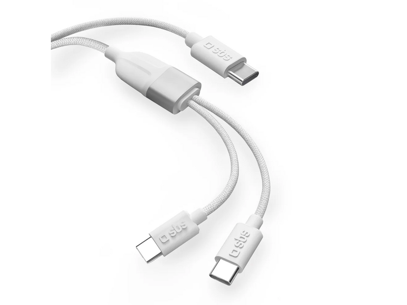 SBS USB Type-C razdjelni kabel, 1,5 m, bijeli (TECABLETCC2IN1)
