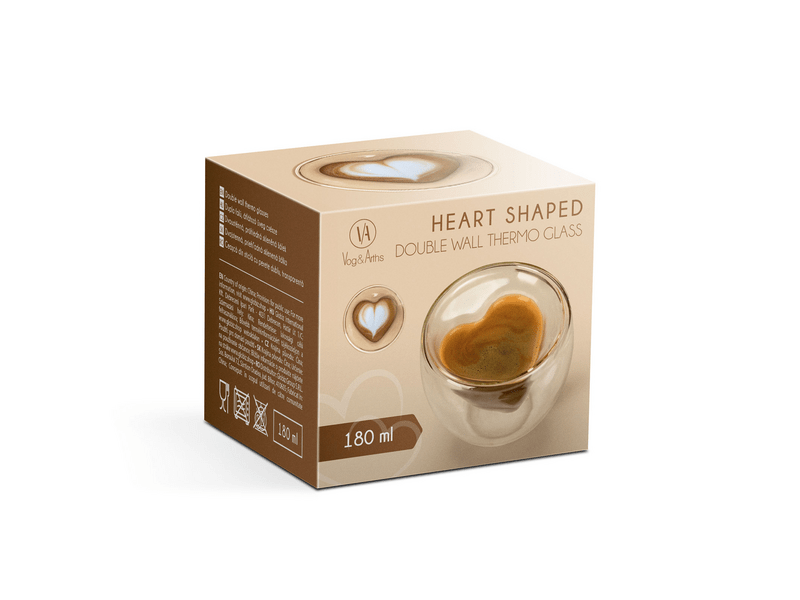 Vog & Arths 57176K Duplafalú üvegpohár, szív formával, 180 ml