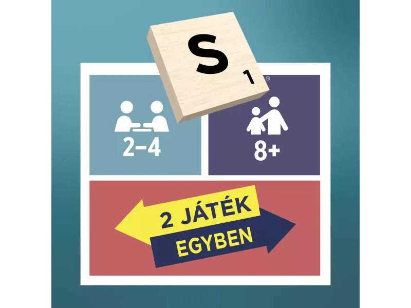 Scrabble: Original társasjáték 2 az 1-ben, fa (JLJ67)
