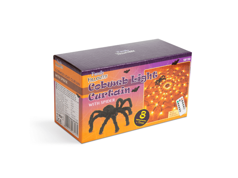 Family 58150 Pókháló fényfüggöny pókkal - melegfehér 60 db LED - USB-s