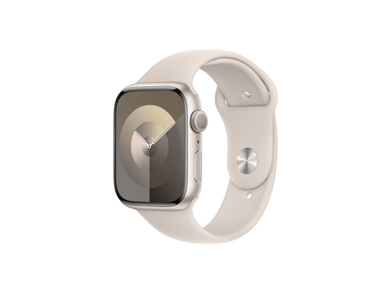 Apple Watch Series 9 (2023) GPS – 45 mm-es csillagfény alumíniumtok, csillagfény sportszíj - S/M (MR963QH/A)