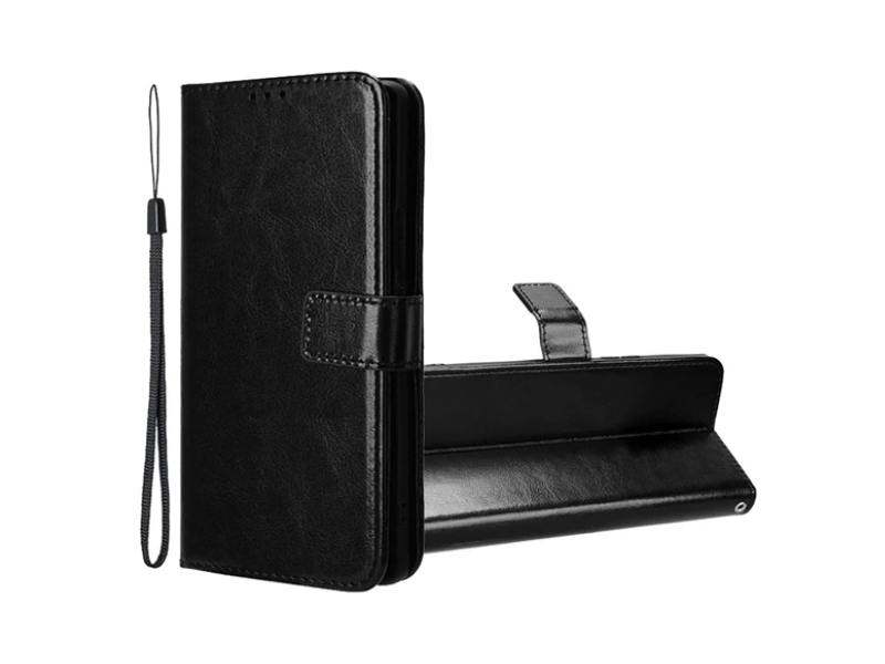 Gigapack Honor 200 Pro Bőr hatású flip tok, fekete (GP-158288)