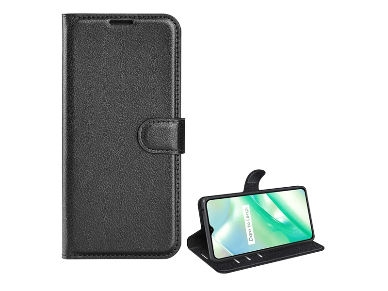 Gigapack Realme C33 Bőr hatású flip tok, fekete (GP-139599)