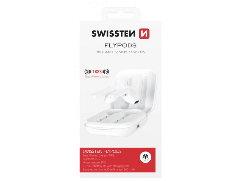 Swissten TWS FlyPods Fülhallgató, fehér (53100100)