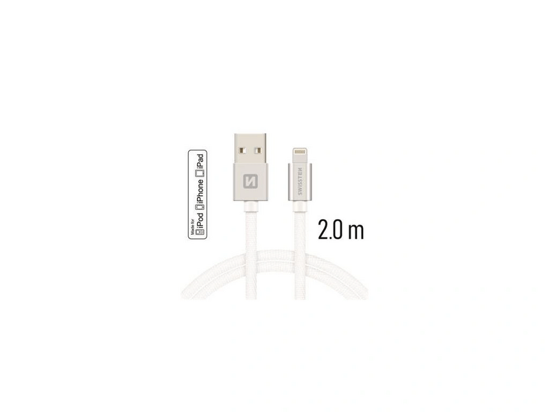 Swissten USB-A/Lightning kábel 2m, ezüst (71524303)