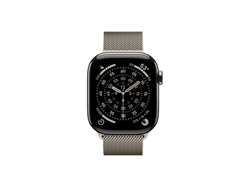 Apple Watch Series 11 GPS + Cellular, 42 mm-es natúr titántok, natúr milánói szíj (MF8P4MP/A)
