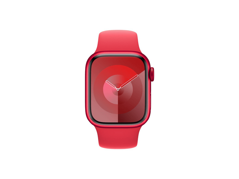 Apple Watch Series 9 GPS – 41 mm-es piros alumíniumtok, piros sportszíj - S/M (MRXG3QH/A)