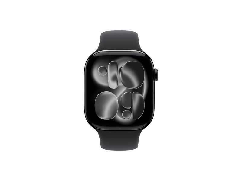 Apple Watch Series 11 GPS + Cellular, 46 mm-es kozmoszfekete alumíniumtok, éjfekete sportszíj, S/M (MFC24MP/A)