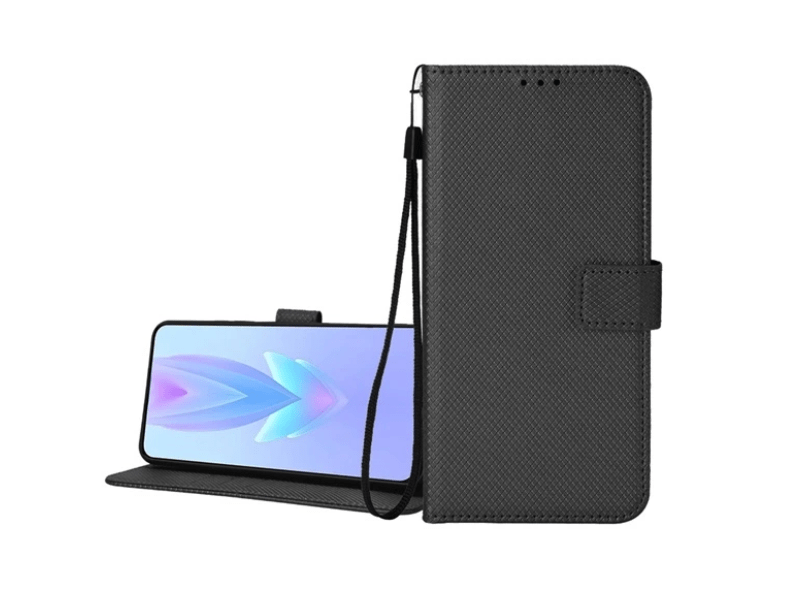 Gigapack Tecno Spark Go 2023 Bőr hatású flip tok, fekete (GP-157922)