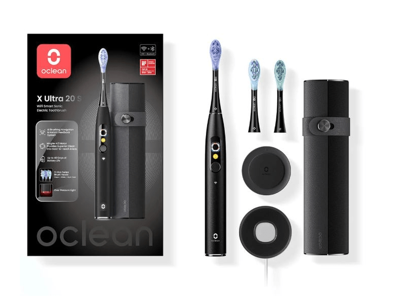 Oclean X Ultra 20S szónikus fogkefe szett, fekete