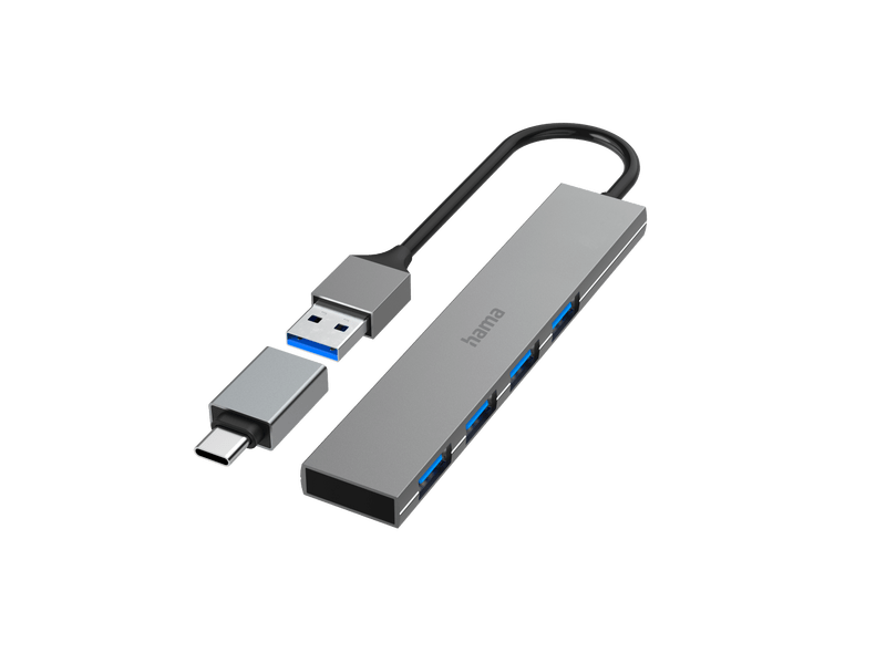 Hama 200141 USB 3.2 GEN1 HUB 1:4 PORT 5GB/s + USB TYPE-C OTG