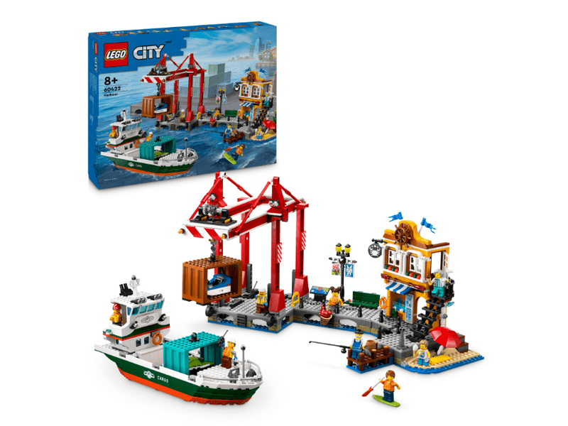 LEGO 60422 Tengerparti kikötő hajóval