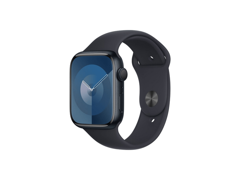 Apple Watch Series 9 (2023) GPS – 45 mm-es éjfekete alumíniumtok, éjfekete sportszíj - S/M (MR993QH/A)