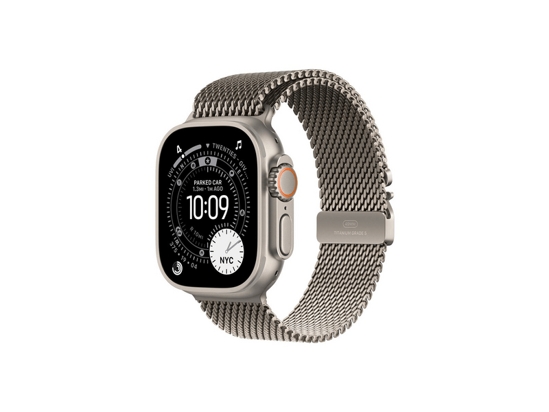 Apple Watch Ultra 3 GPS + Cellular – 49 mm-es natúr titántok, natúr titán milánói szíj – L (MF0E4QH/A)