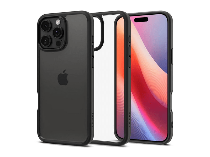 Spigen iPhone 16 Pro Műanyag tok, átlátszó/fekete (ACS08125)