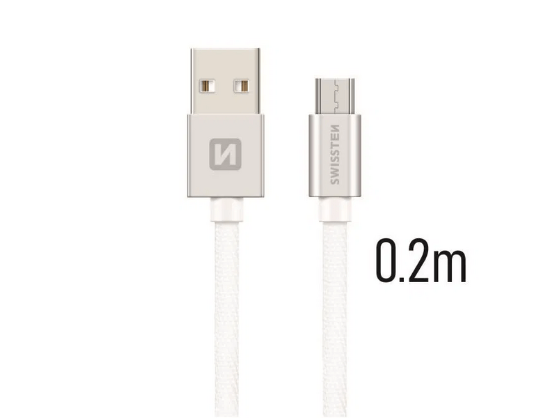 Swissten USB-A/micro USB Kábel 0,2m, ezüst (71522103)