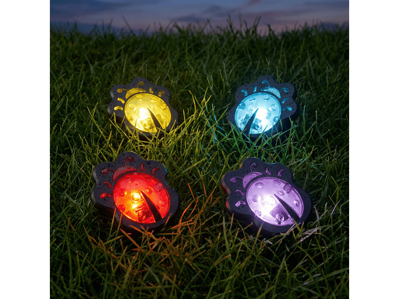 Garden of Eden 11732C Leszúrható LED szolár katica, színes, 4db