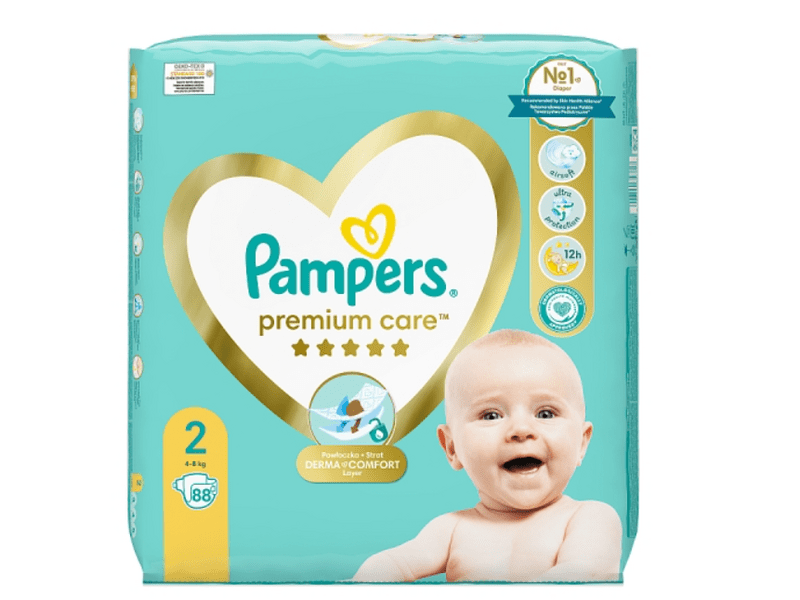 Pampers Premium Care Pelene, 2 veličine, 88 kom