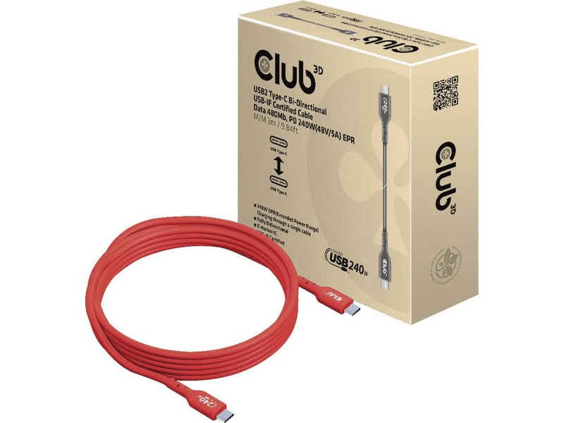 Club3D CAC-1513 USB2 Type-C Bi-Directional USB-IF Adatkábel, 3m