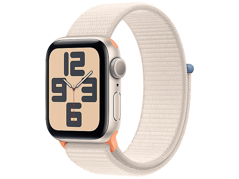 Apple Watch SE (2023) GPS – 40 mm-es csillagfény alumíniumtok, csillagfény sportpánt (MR9W3QH/A)