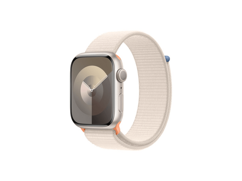 Apple Watch Series 9 (2023) GPS – 45 mm-es csillagfény alumíniumtok, csillagfény sportpánt (MR983QH/A)
