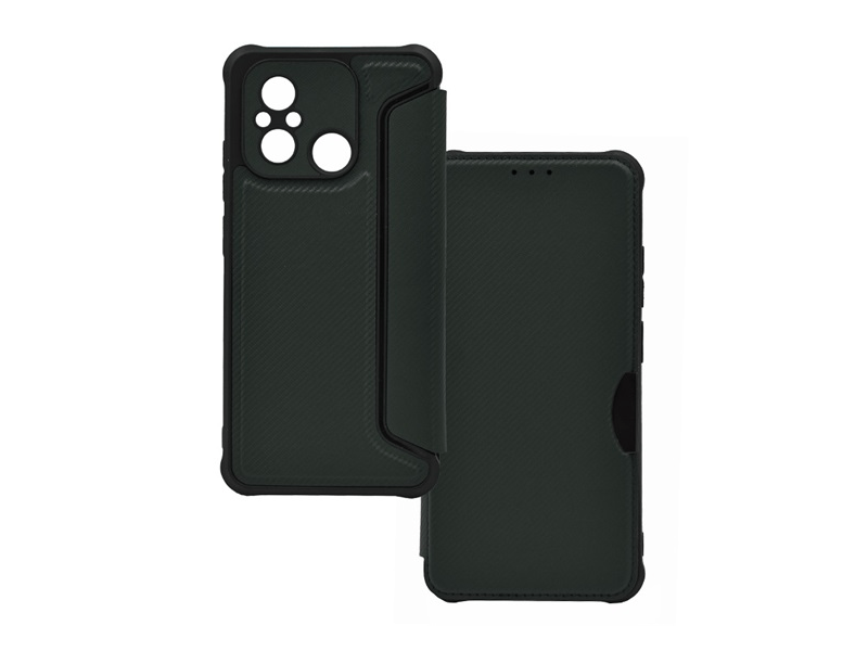 Gigapack Xiaomi Redmi 12C Bőr hatású flip tok, sötétzöld (GP-139223)