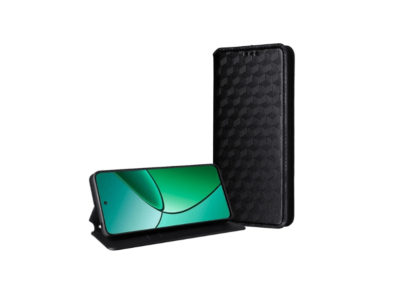 Gigapack Xiaomi Poco F6 Bőr hatású flip tok, fekete (GP-158700)